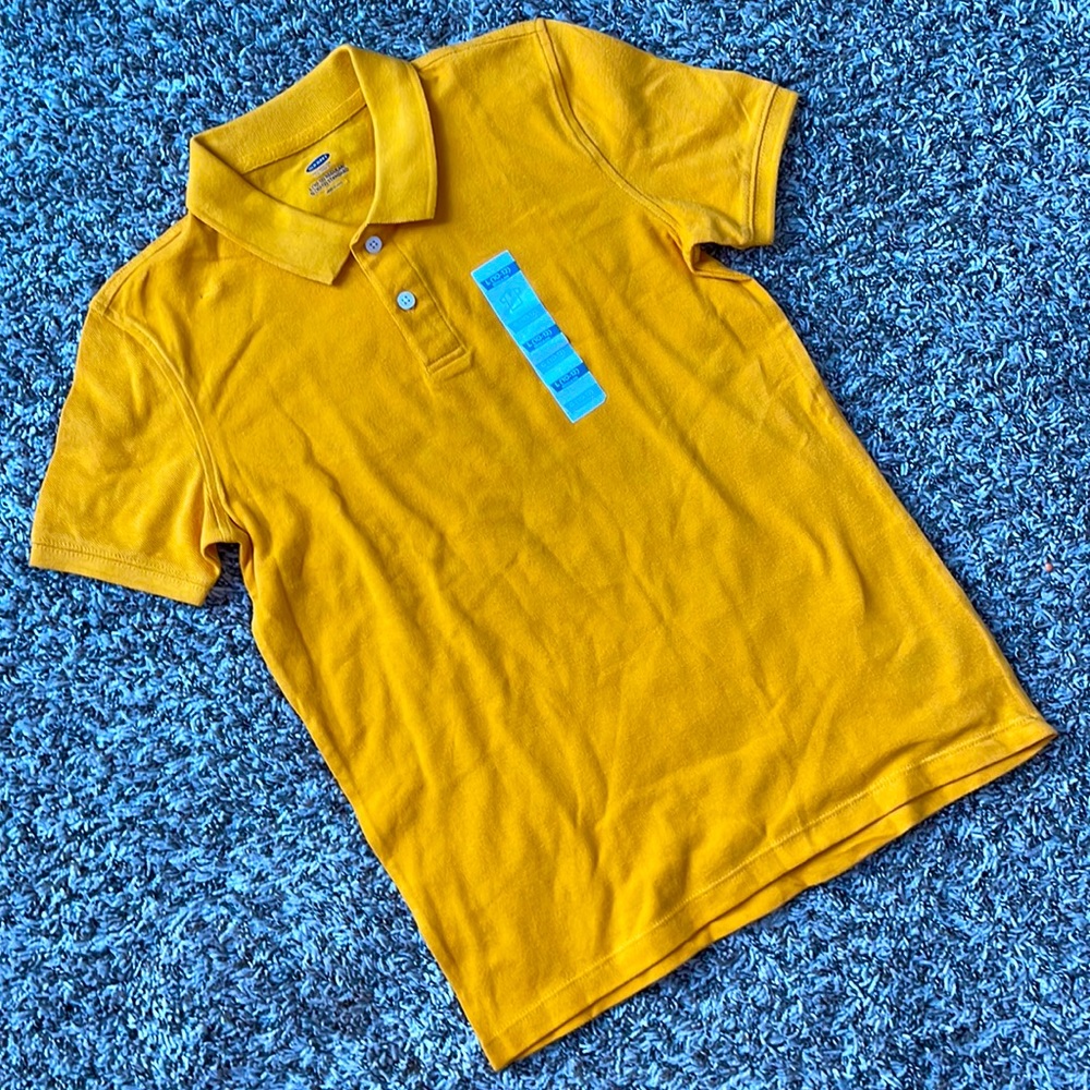 Old Navy mustard yellow polo boys large 10/12 NWT